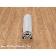 Load image into Gallery viewer, 2&#39;6&quot;x6&#39; Ice White, Plain Modern Striae Design, Hand Loomed, Soft Pile, Natural Wool, Runner, Oriental Rug FWR547110