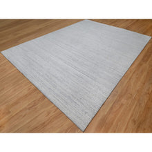 Load image into Gallery viewer, 9&#39;x12&#39; Frost White, Natural Wool, Plain Modern Striae Design, Hand Loomed, Soft to the Touch, Oriental Rug FWR547122