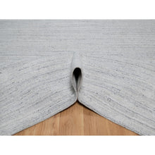 Load image into Gallery viewer, 9&#39;x12&#39; Frost White, Natural Wool, Plain Modern Striae Design, Hand Loomed, Soft to the Touch, Oriental Rug FWR547122