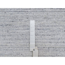 Load image into Gallery viewer, 9&#39;x12&#39; Frost White, Natural Wool, Plain Modern Striae Design, Hand Loomed, Soft to the Touch, Oriental Rug FWR547122