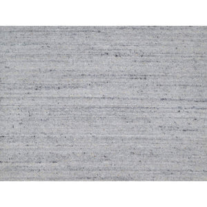 9'x12' Frost White, Natural Wool, Plain Modern Striae Design, Hand Loomed, Soft to the Touch, Oriental Rug FWR547122