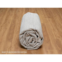 Load image into Gallery viewer, 9&#39;x12&#39; Frost White, Natural Wool, Plain Modern Striae Design, Hand Loomed, Soft To The Touch, Oriental Rug FWR547122