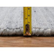 Load image into Gallery viewer, 9&#39;x12&#39; Frost White, Natural Wool, Plain Modern Striae Design, Hand Loomed, Soft to the Touch, Oriental Rug FWR547122