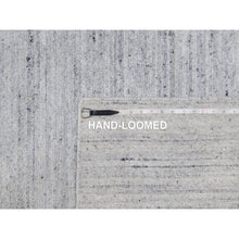 Load image into Gallery viewer, 9&#39;x12&#39; Frost White, Natural Wool, Plain Modern Striae Design, Hand Loomed, Soft To The Touch, Oriental Rug FWR547122