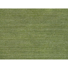 Load image into Gallery viewer, 9&#39;1&quot;x12&#39; Grasshopper Green, Soft Pile, Plain Modern Striae Design, Tone on Tone, Pure Wool, Hand Loomed, Oriental Rug FWR547134