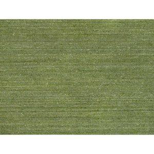 9'1"x12' Grasshopper Green, Soft Pile, Plain Modern Striae Design, Tone on Tone, Pure Wool, Hand Loomed, Oriental Rug FWR547134