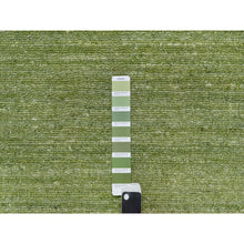 Load image into Gallery viewer, 8&#39;x10&#39; Pickle Green, Tone on Tone, Plain Modern Striae Design, Soft Pile, Pure Wool, Hand Loomed, Oriental Rug FWR547140