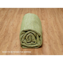 Load image into Gallery viewer, 8&#39;x10&#39; Pickle Green, Tone on Tone, Plain Modern Striae Design, Soft Pile, Pure Wool, Hand Loomed, Oriental Rug FWR547140