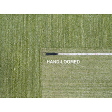 Load image into Gallery viewer, 8&#39;x10&#39; Pickle Green, Tone on Tone, Plain Modern Striae Design, Soft Pile, Pure Wool, Hand Loomed, Oriental Rug FWR547140