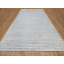 Load image into Gallery viewer, 12&#39;x18&#39; Lily White, Plain Modern Striae Design, Hand Loomed, Soft to the Touch, Natural Wool, Oversized, Oriental Rug FWR547158