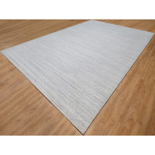 Load image into Gallery viewer, 12&#39;x18&#39; Lily White, Plain Modern Striae Design, Hand Loomed, Soft to the Touch, Natural Wool, Oversized, Oriental Rug FWR547158