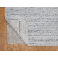 Load image into Gallery viewer, 12&#39;x18&#39; Lily White, Plain Modern Striae Design, Hand Loomed, Soft to the Touch, Natural Wool, Oversized, Oriental Rug FWR547158