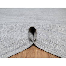 Load image into Gallery viewer, 12&#39;x18&#39; Lily White, Plain Modern Striae Design, Hand Loomed, Soft to the Touch, Natural Wool, Oversized, Oriental Rug FWR547158
