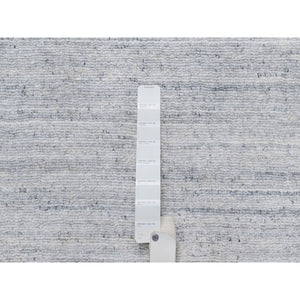 12'x18' Lily White, Plain Modern Striae Design, Hand Loomed, Soft to the Touch, Natural Wool, Oversized, Oriental Rug FWR547158