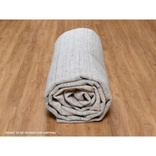 Load image into Gallery viewer, 12&#39;x18&#39; Lily White, Plain Modern Striae Design, Hand Loomed, Soft to the Touch, Natural Wool, Oversized, Oriental Rug FWR547158