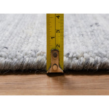 Load image into Gallery viewer, 12&#39;x18&#39; Lily White, Plain Modern Striae Design, Hand Loomed, Soft to the Touch, Natural Wool, Oversized, Oriental Rug FWR547158