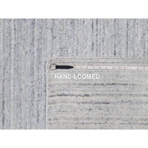 12'x18' Lily White, Plain Modern Striae Design, Hand Loomed, Soft to the Touch, Natural Wool, Oversized, Oriental Rug FWR547158