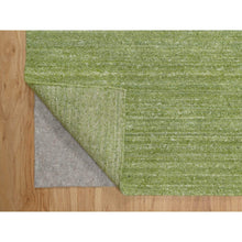 Load image into Gallery viewer, 8&#39;1&quot;x10&#39; Olive Green, Hand Loomed, Plain Modern Striae Design, Tone on Tone, Soft to the Touch, Pure Wool, Oriental Rug FWR547164