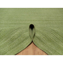 Load image into Gallery viewer, 8&#39;1&quot;x10&#39; Olive Green, Hand Loomed, Plain Modern Striae Design, Tone on Tone, Soft to the Touch, Pure Wool, Oriental Rug FWR547164
