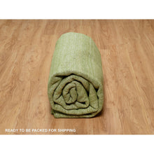 Load image into Gallery viewer, 8&#39;1&quot;x10&#39; Olive Green, Hand Loomed, Plain Modern Striae Design, Tone on Tone, Soft to the Touch, Pure Wool, Oriental Rug FWR547164