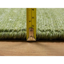 Load image into Gallery viewer, 8&#39;1&quot;x10&#39; Olive Green, Hand Loomed, Plain Modern Striae Design, Tone on Tone, Soft to the Touch, Pure Wool, Oriental Rug FWR547164