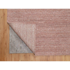 8'2"x10'1" Cedar Wood Pink, Plain Modern Striae Design, Hand Loomed, Soft to the Touch Pile, Pure Wool, Oriental Rug FWR547182