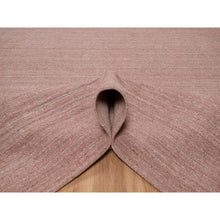 Load image into Gallery viewer, 8&#39;2&quot;x10&#39;1&quot; Cedar Wood Pink, Plain Modern Striae Design, Hand Loomed, Soft to the Touch Pile, Pure Wool, Oriental Rug FWR547182