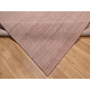 8'2"x10'1" Cedar Wood Pink, Plain Modern Striae Design, Hand Loomed, Soft to the Touch Pile, Pure Wool, Oriental Rug FWR547182