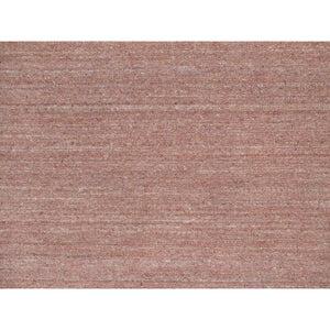 8'2"x10'1" Cedar Wood Pink, Plain Modern Striae Design, Hand Loomed, Soft to the Touch Pile, Pure Wool, Oriental Rug FWR547182