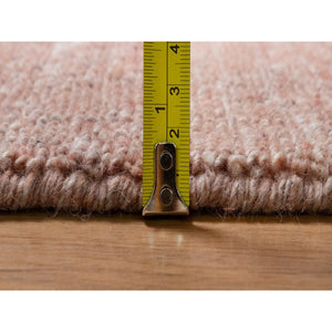 8'2"x10'1" Cedar Wood Pink, Plain Modern Striae Design, Hand Loomed, Soft to the Touch Pile, Pure Wool, Oriental Rug FWR547182