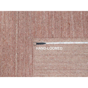 8'2"x10'1" Cedar Wood Pink, Plain Modern Striae Design, Hand Loomed, Soft to the Touch Pile, Pure Wool, Oriental Rug FWR547182
