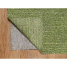 Load image into Gallery viewer, 2&#39;x3&#39; Turtle Green, Plain Modern Striae Design, Tone on Tone, Soft Wool, Hand Loomed, Mat, Oriental Rug FWR547194