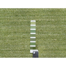 Load image into Gallery viewer, 2&#39;x3&#39; Turtle Green, Plain Modern Striae Design, Tone On Tone, Soft Wool, Hand Loomed, Mat, Oriental Rug FWR547194