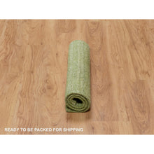 Load image into Gallery viewer, 2&#39;x3&#39; Turtle Green, Plain Modern Striae Design, Tone on Tone, Soft Wool, Hand Loomed, Mat, Oriental Rug FWR547194