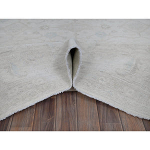 10'2"x13'9" Vista White, White Wash Peshawar With All Over Vines Design, Hand Knotted, Pure Wool, Densely Woven, Oriental Rug FWR5466
