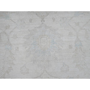 10'2"x13'9" Vista White, White Wash Peshawar With All Over Vines Design, Hand Knotted, Pure Wool, Densely Woven, Oriental Rug FWR5466
