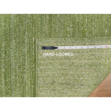 Load image into Gallery viewer, 2&#39;1&quot;x3&#39; Avocado Green, Tone on Tone, Plain Modern Striae Design, Soft Pile, Pure Wool, Hand Loomed, Mat, Oriental Rug FWR547200