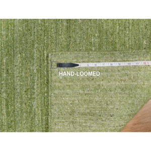 2'1"x3' Avocado Green, Tone on Tone, Plain Modern Striae Design, Soft Pile, Pure Wool, Hand Loomed, Mat, Oriental Rug FWR547200