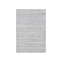 Load image into Gallery viewer, 2&#39;x3&#39; Frost White, Plain Modern Striae Design, Hand Loomed, Soft Pile, Natural Wool, Mat, Oriental Rug FWR547212