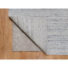 Load image into Gallery viewer, 2&#39;x3&#39; Frost White, Plain Modern Striae Design, Hand Loomed, Soft Pile, Natural Wool, Mat, Oriental Rug FWR547212