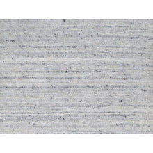 Load image into Gallery viewer, 2&#39;x3&#39; Frost White, Plain Modern Striae Design, Hand Loomed, Soft Pile, Natural Wool, Mat, Oriental Rug FWR547212