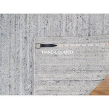 Load image into Gallery viewer, 2&#39;x3&#39; Frost White, Plain Modern Striae Design, Hand Loomed, Soft Pile, Natural Wool, Mat, Oriental Rug FWR547212