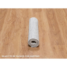 Load image into Gallery viewer, 2&#39;x3&#39; Porcelain White, Hand Loomed, Plain Modern Striae Design, Soft Pile, Natural Wool, Mat, Oriental Rug FWR547218