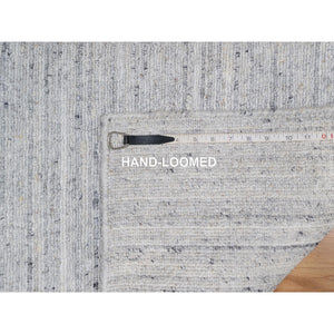 2'x3' Porcelain White, Hand Loomed, Plain Modern Striae Design, Soft Pile, Natural Wool, Mat, Oriental Rug FWR547218
