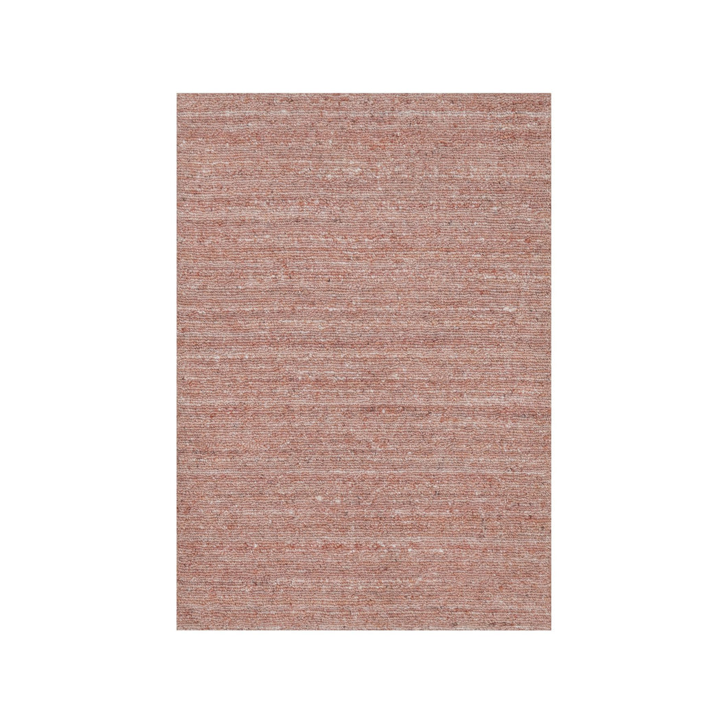 2'x3' Rose Pink, Soft to the Touch Pile, Pure Wool, Plain Modern Striae Design, Hand Loomed, Mat, Oriental Rug FWR547230