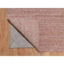 Load image into Gallery viewer, 2&#39;x3&#39; Rose Pink, Soft to the Touch Pile, Pure Wool, Plain Modern Striae Design, Hand Loomed, Mat, Oriental Rug FWR547230