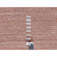 Load image into Gallery viewer, 2&#39;x3&#39; Rose Pink, Soft to the Touch Pile, Pure Wool, Plain Modern Striae Design, Hand Loomed, Mat, Oriental Rug FWR547230