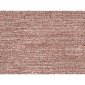 2'x3' Rose Pink, Soft to the Touch Pile, Pure Wool, Plain Modern Striae Design, Hand Loomed, Mat, Oriental Rug FWR547230