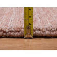 Load image into Gallery viewer, 2&#39;x3&#39; Rose Pink, Soft To The Touch Pile, Pure Wool, Plain Modern Striae Design, Hand Loomed, Mat, Oriental Rug FWR547230