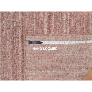 2'x3' Rose Pink, Soft to the Touch Pile, Pure Wool, Plain Modern Striae Design, Hand Loomed, Mat, Oriental Rug FWR547230